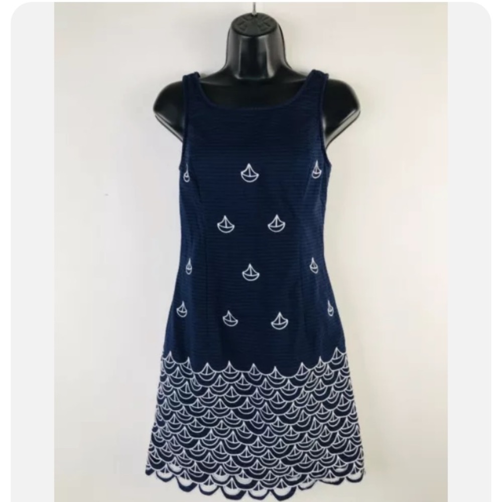 Lilly Pulitzer Clarita Embroidery Sailboat Print Dress